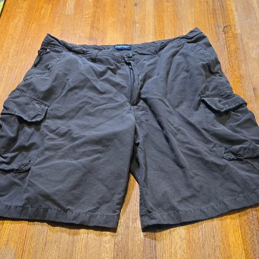 Cherokee‎ Men 36 Dark Gray Flat Front Utility Carpenter Pocket Cargo Shorts